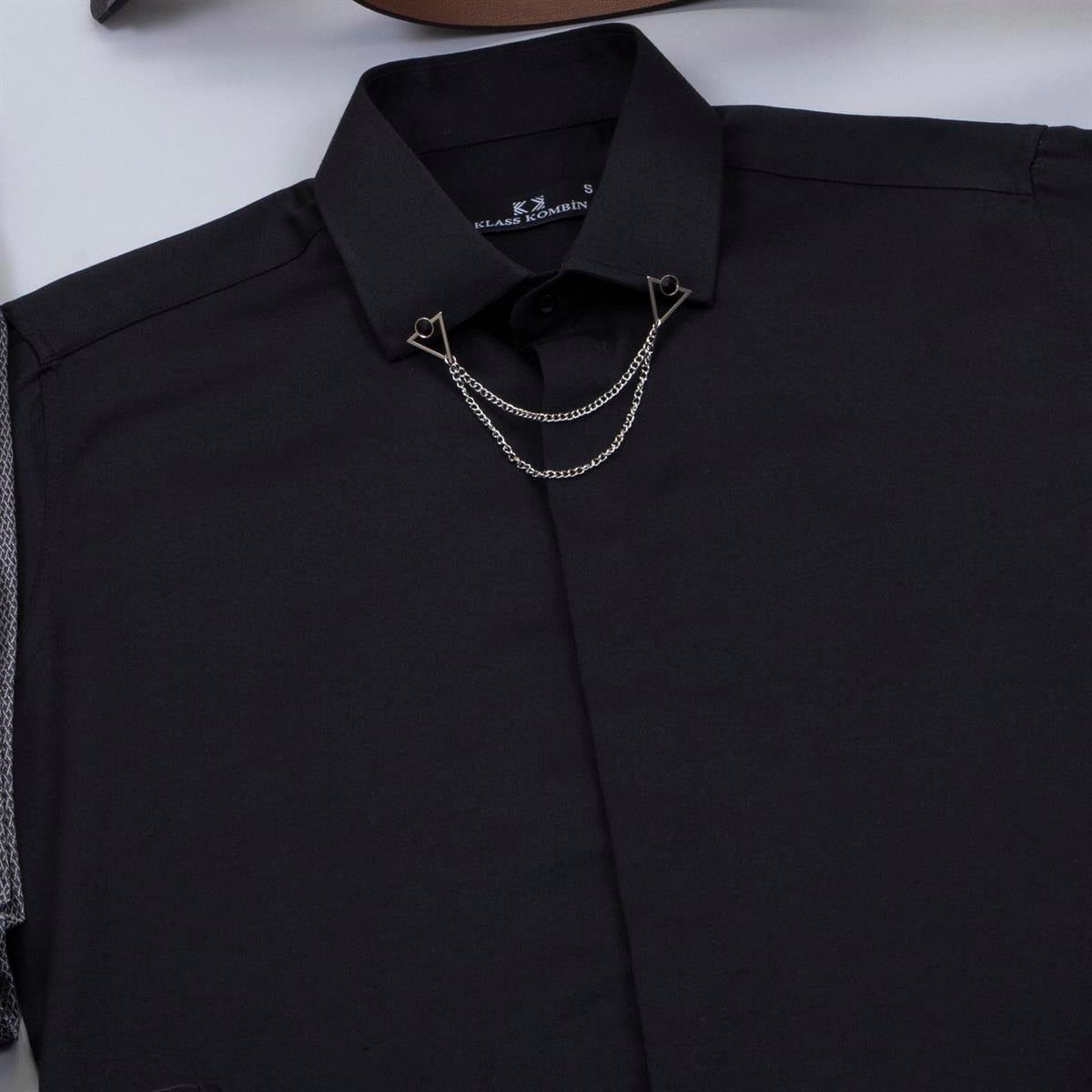 Armürlü Füme Pantolon Siyah Gömlek Ayakkabı Kombin