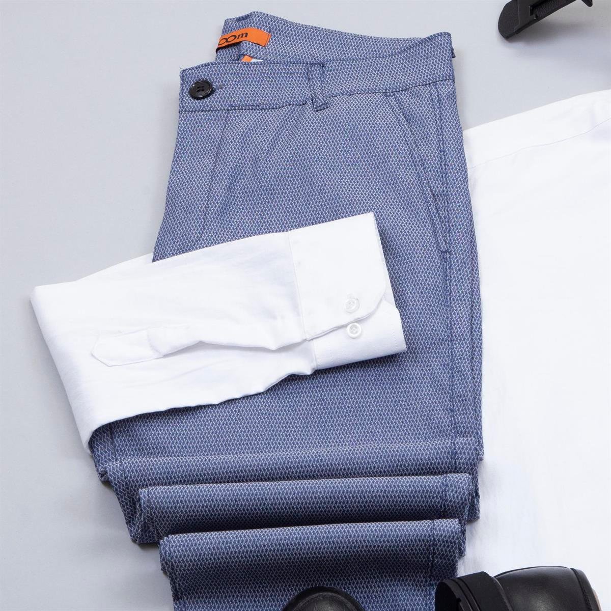 Armürlü Mavi Pantolon Beyaz Gömlek Ayakkabı Kombin