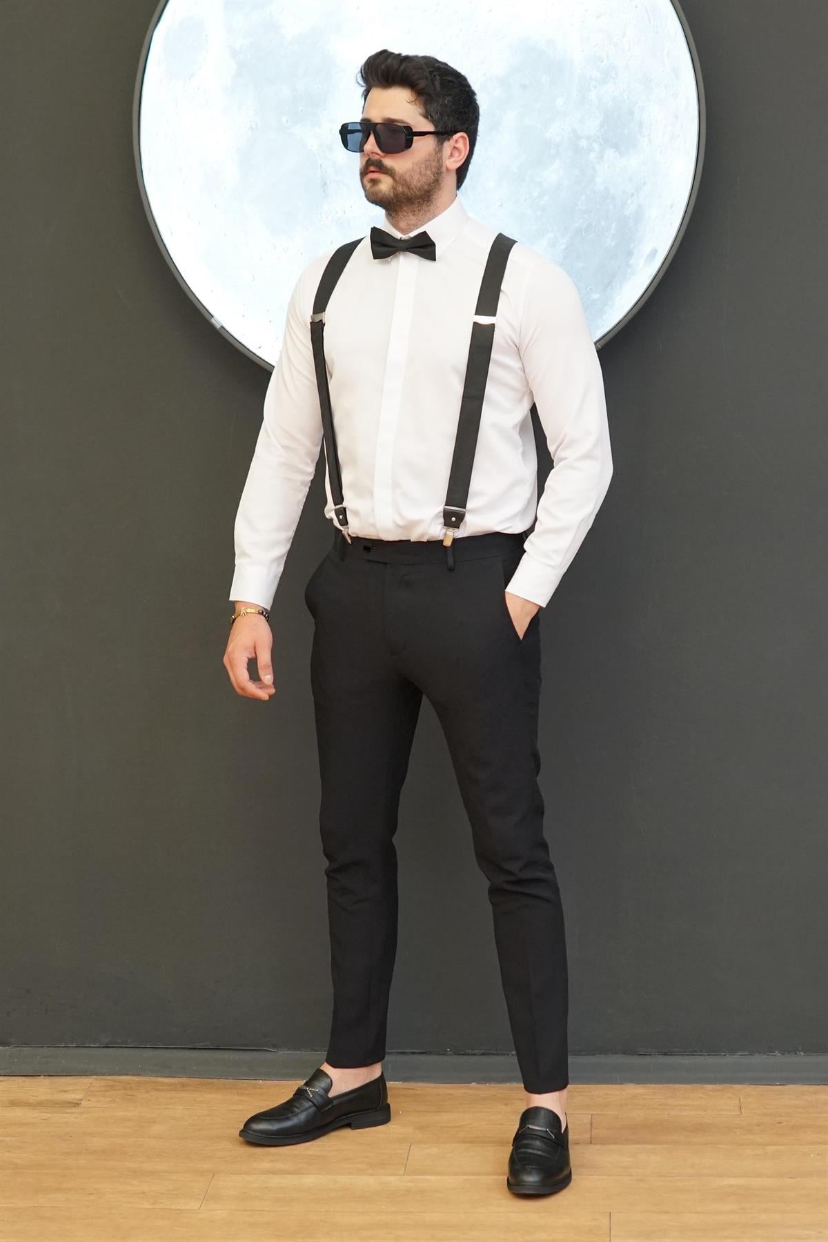 Askı ve Papyonlu Klasik Kombin