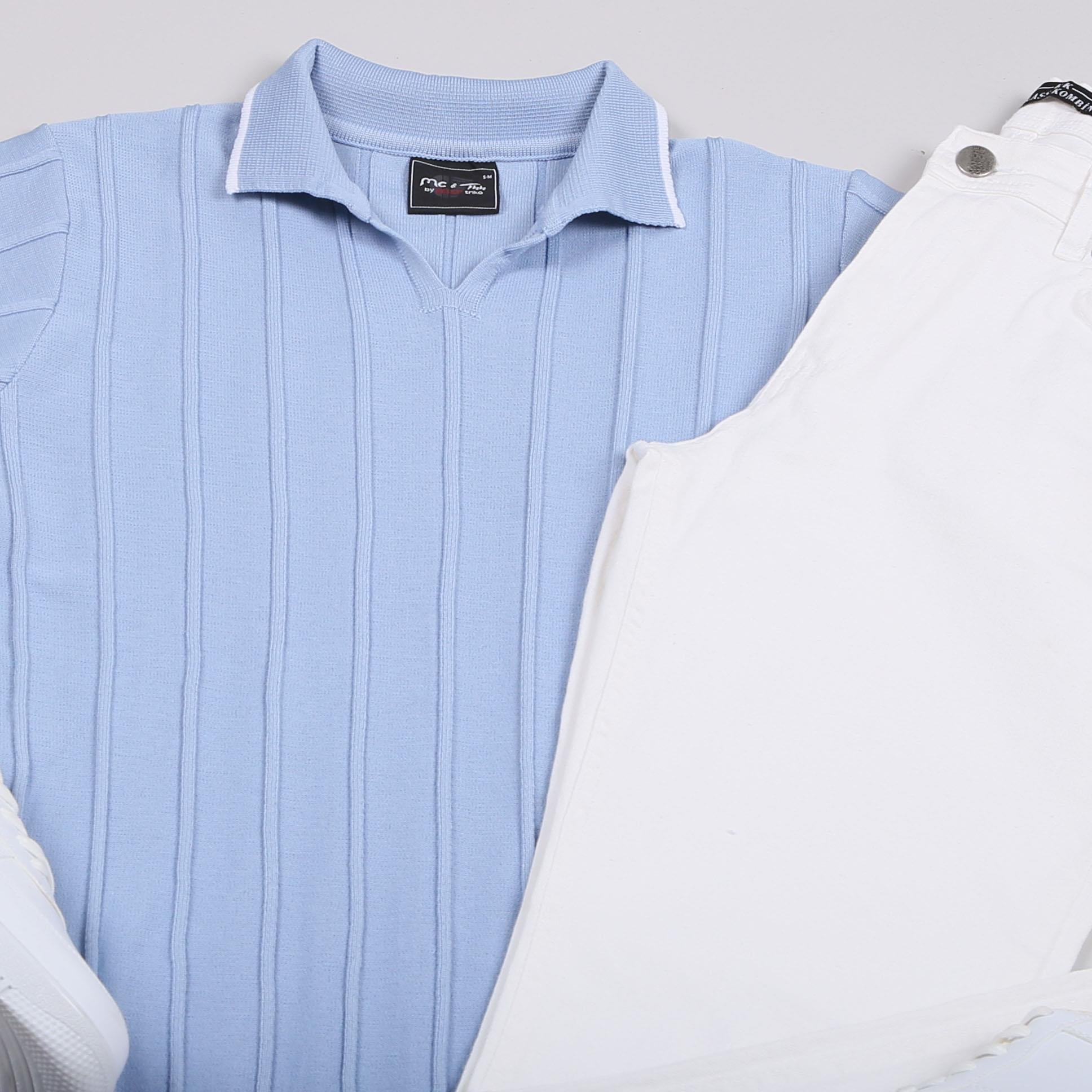 Bebe Mavi Triko Tişört Kombini