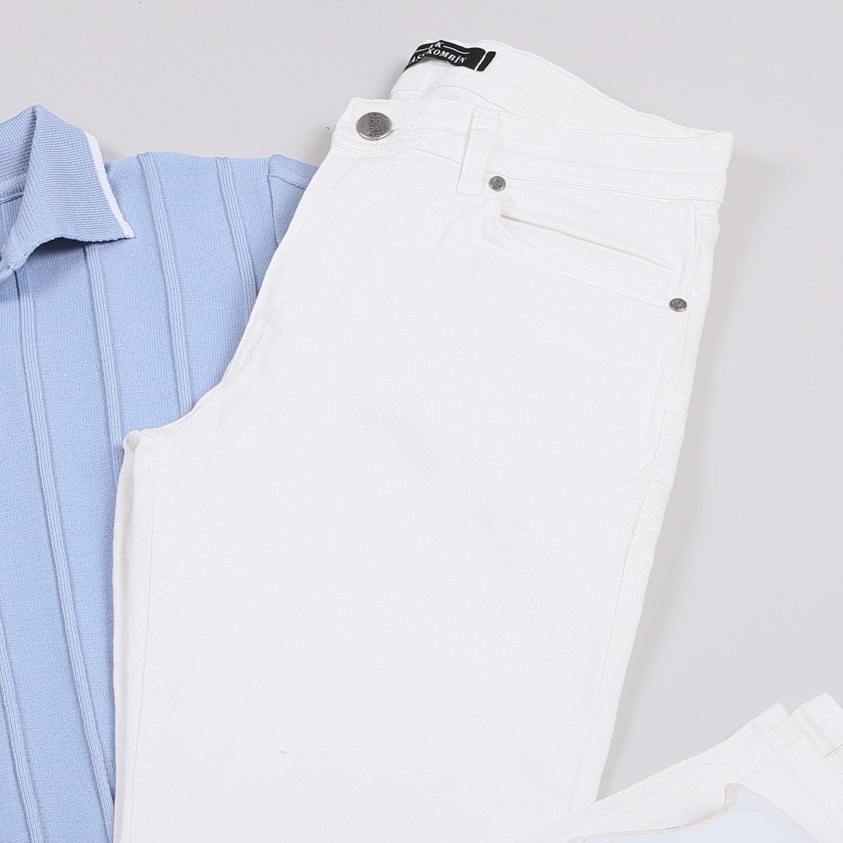 Bebe Mavi Triko Tişört Kombini