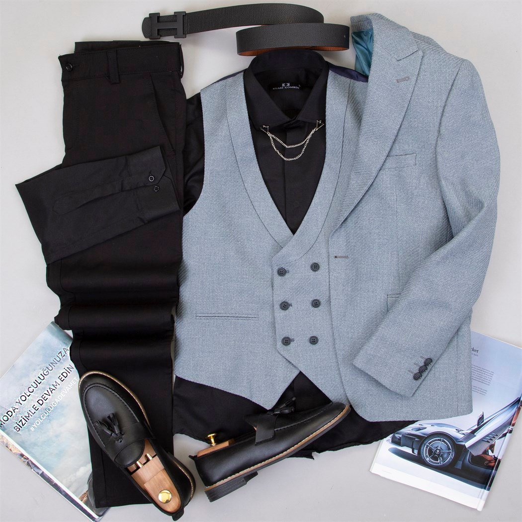 Bebek Mavi Takım Elbise Kombini