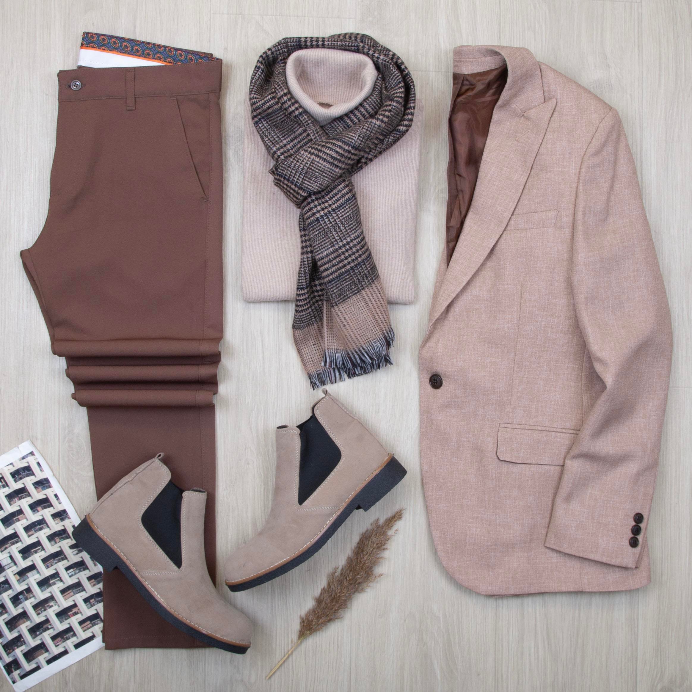 Bej Blazer Ceket Boğazlı Body Pantolon Bot Kombin