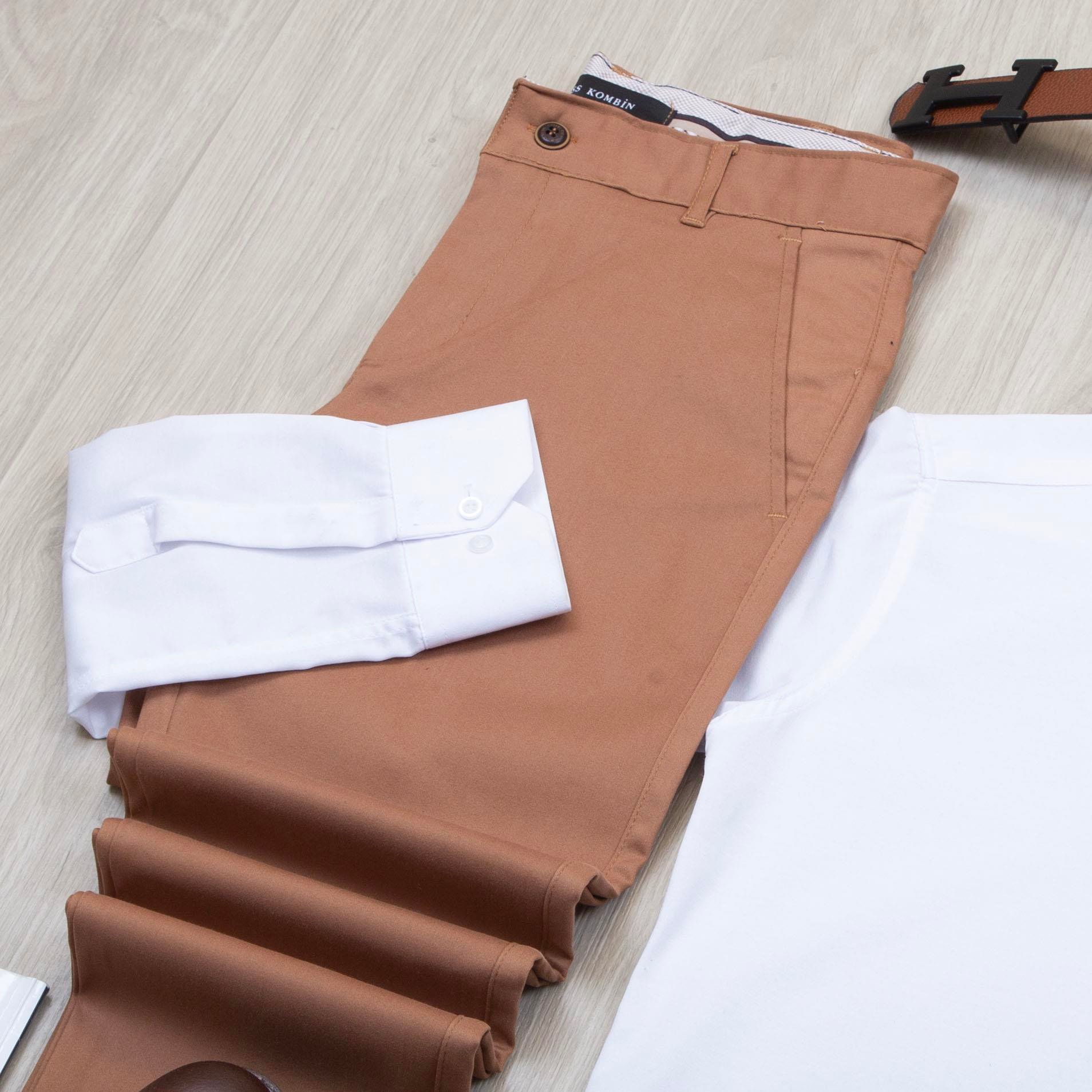 Bej Blazer Ceket Gömlek Pantolon Ayakkabı Kombin