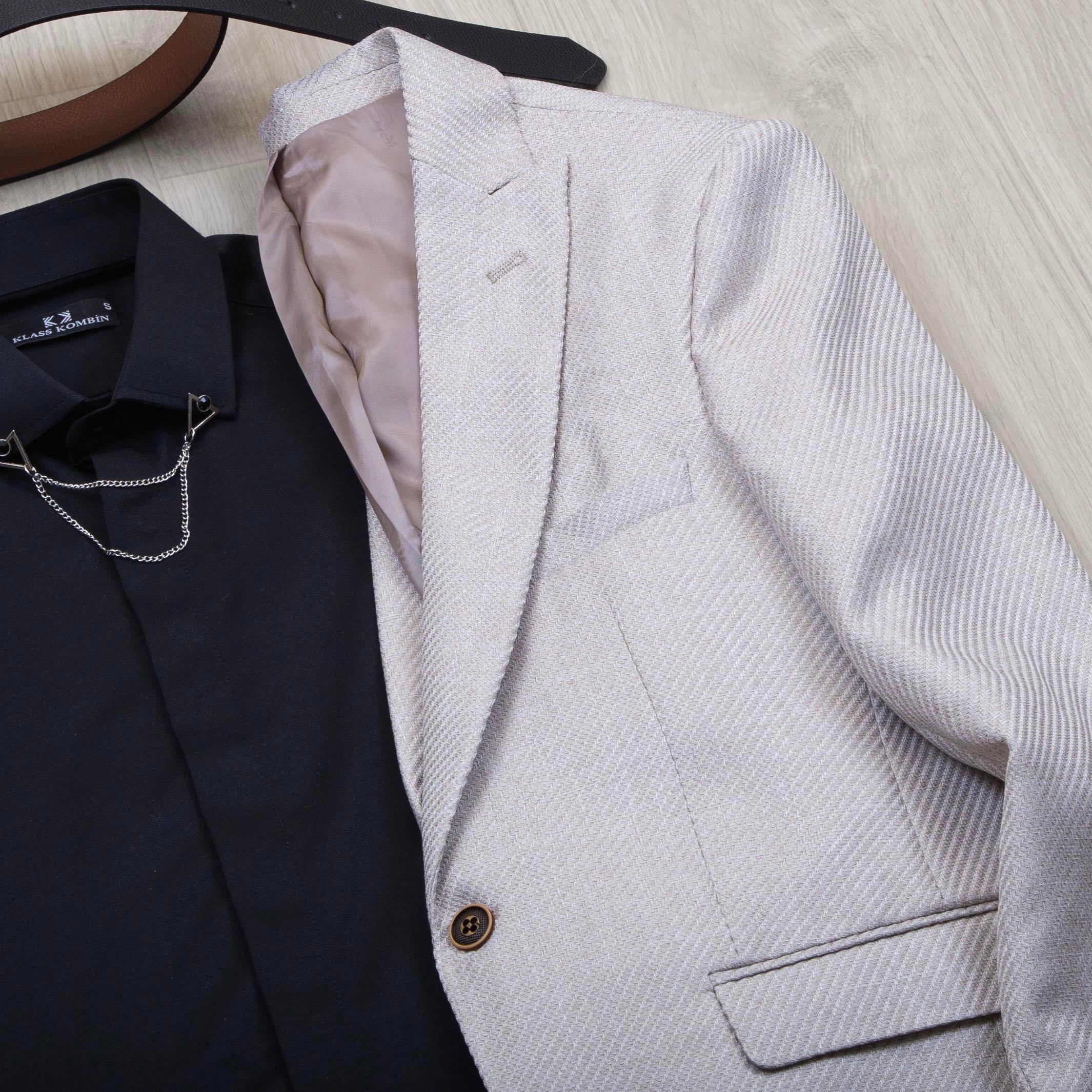 Bej Blazer Ceket Gömlek Pantolon Ayakkabı Kombin