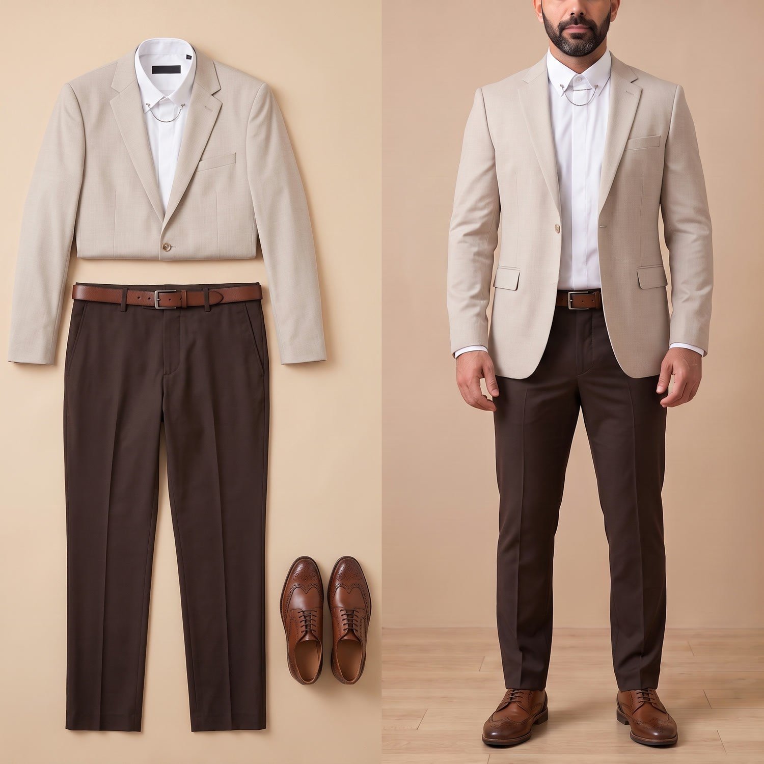 Bej Blazer Ceket Kombini