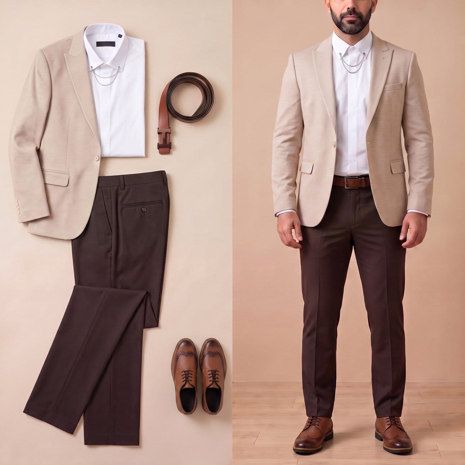 Bej Blazer Ceket Kombini