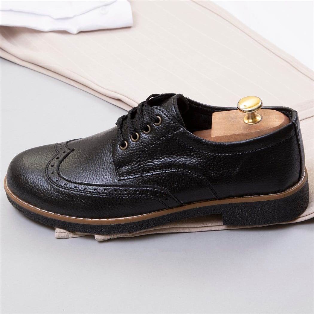 Bej Çizgili Pantolon Gömlek Ayakkabı Kombin