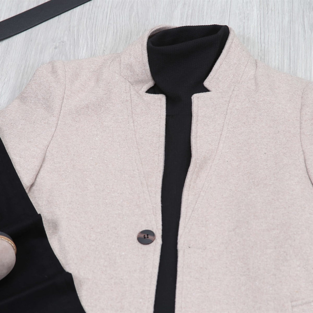 Bej Ekose Kaşe Pantolon Bot Kombin