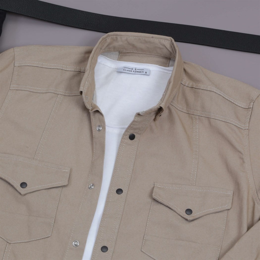 Bej Gömek Pantolon Ayakkabı Kombini