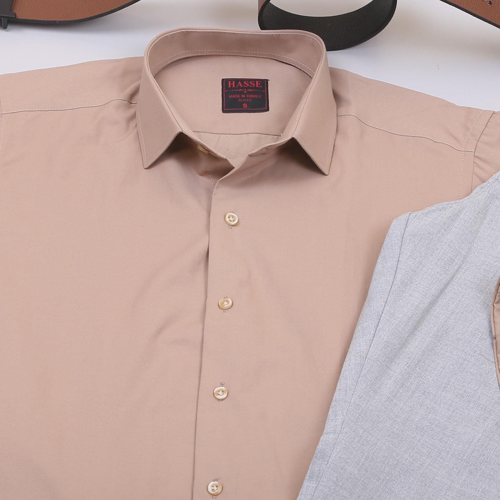 Bej Gömlek Gri Pantolon Ayakkabı Kombin