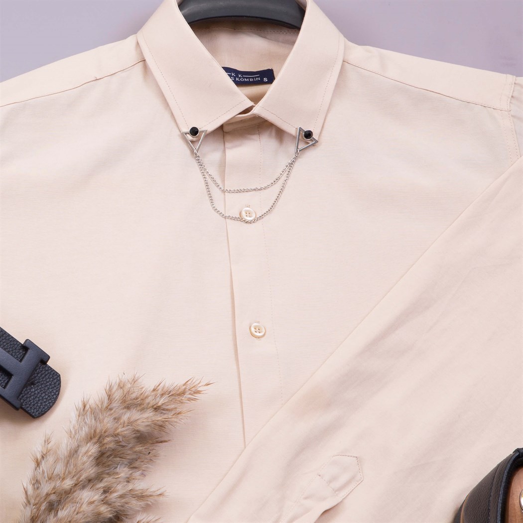 Bej Gömlek Kumaş Pantolon Ayakkabı Kombin