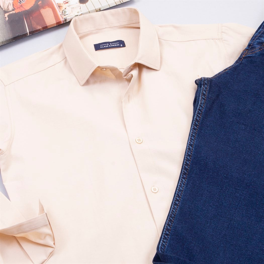 Bej Gömlek Pantolon Ayakkabı Kombin