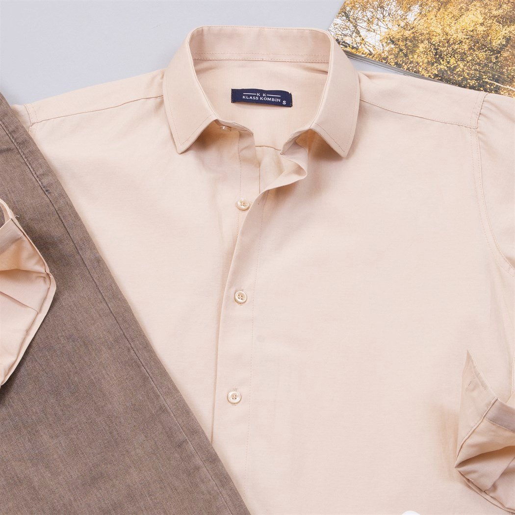 Bej Gömlek Pantolon Ayakkabı Kombin