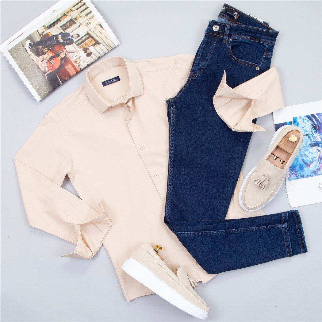 Bej Gömlek Pantolon Ayakkabı Kombin