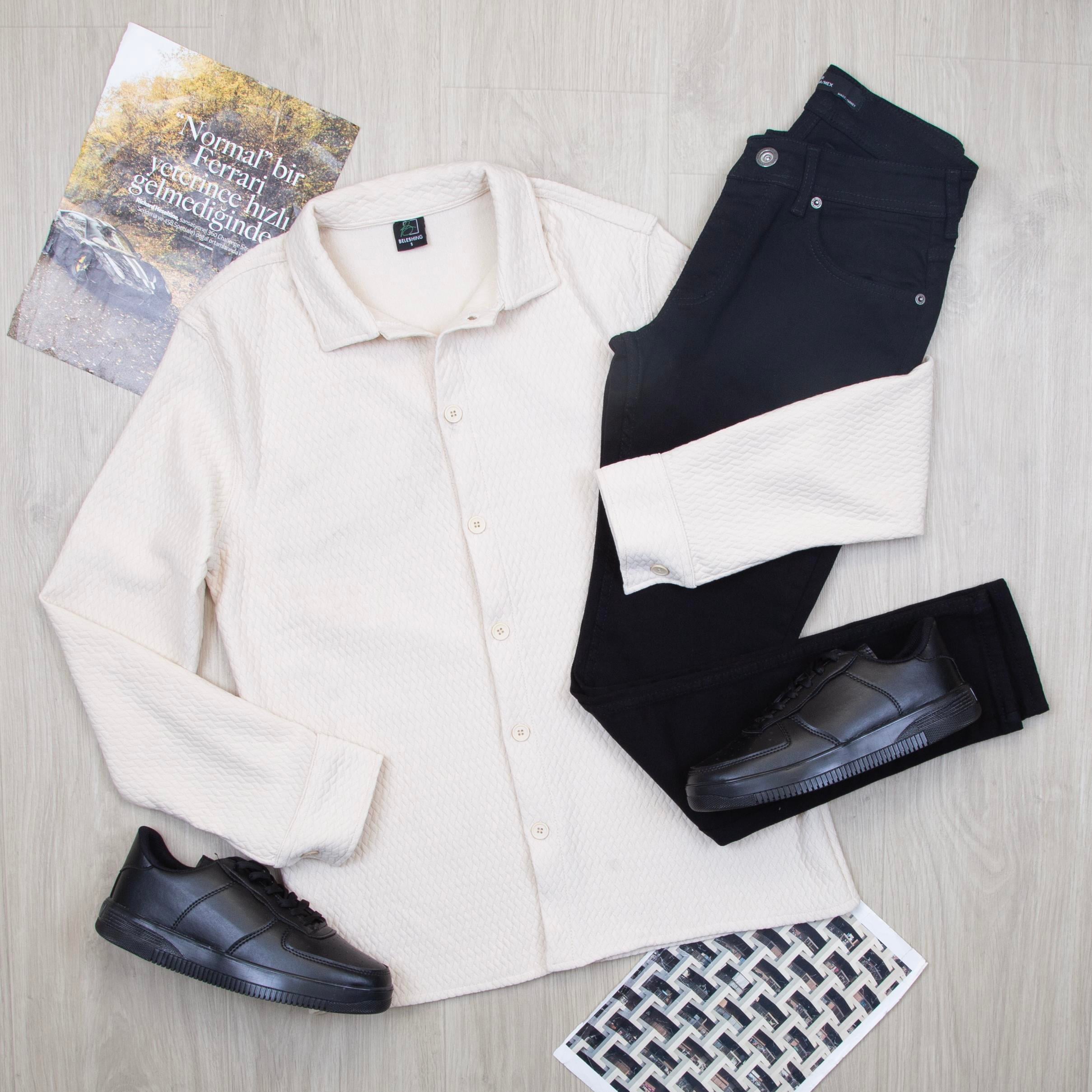 Bej Gömlek Pantolon Ayakkabı Kombin