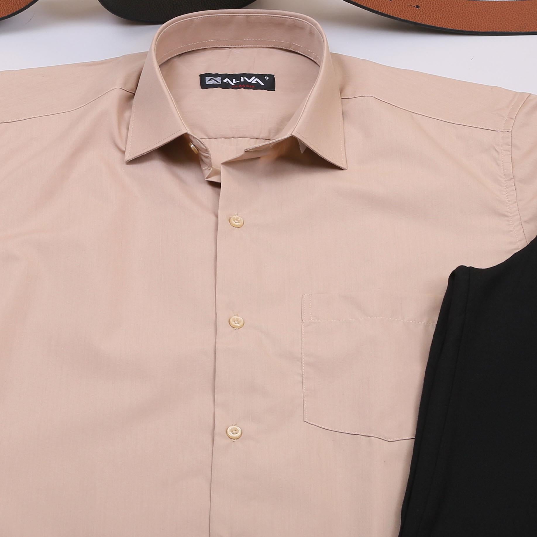 Bej Gömlek Siyah Pantolon Ayakkabı Kombin