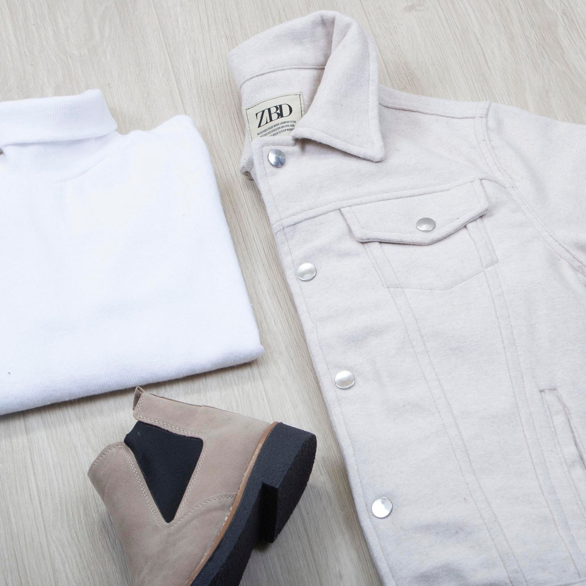 Bej Kaşe Ceket Boğazlı Body Pantolon Bot Kombin