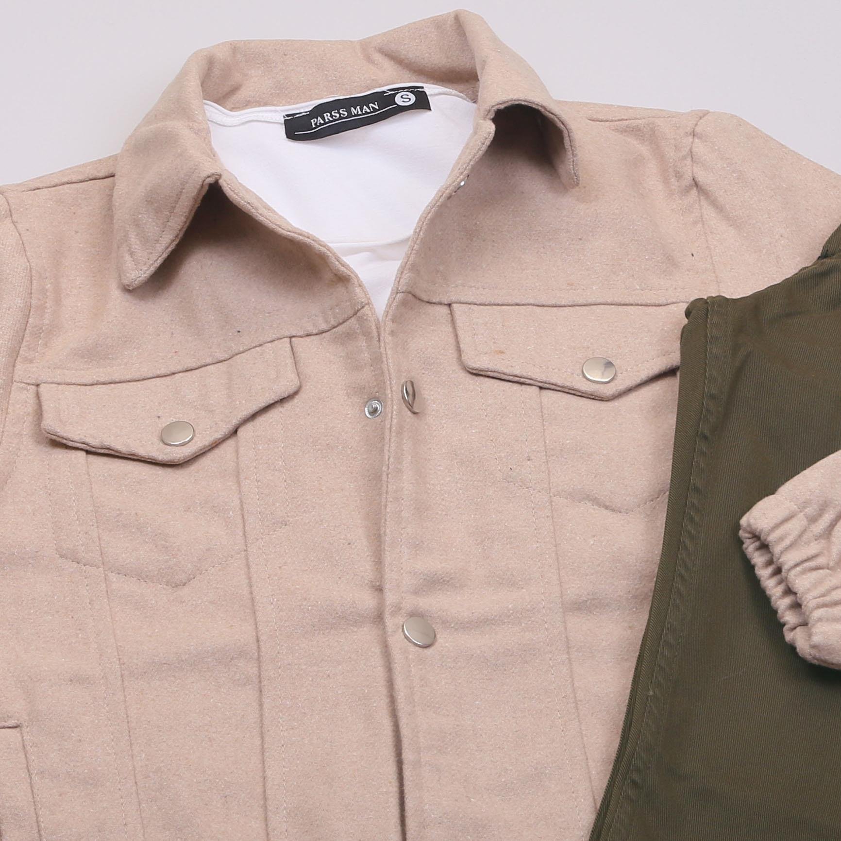 Bej Kaşe Ceket Tişört Pantolon Ayakkabı Kombin