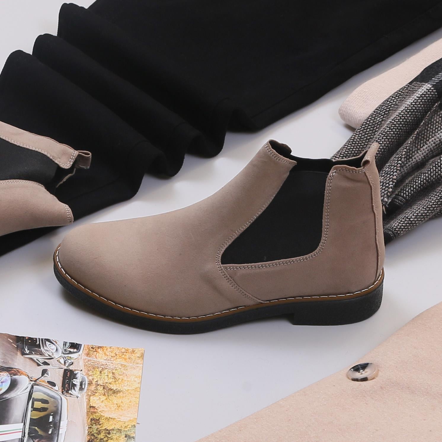 Bej Kaşe Kaban Boğazlı Body Pantolon Bot Kombin