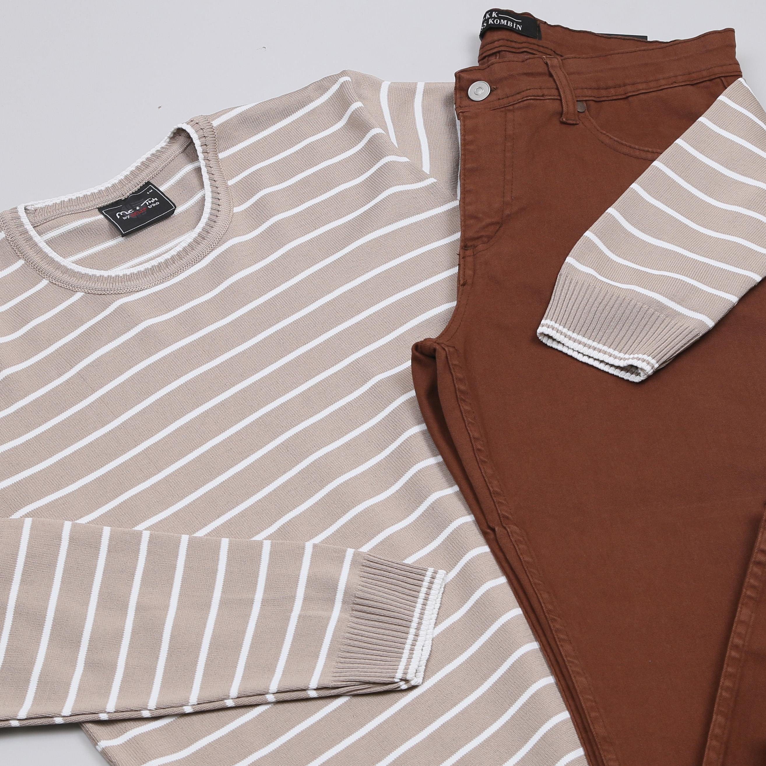 Bej Kazak Kot Pantolon Ayakkabı Kombini