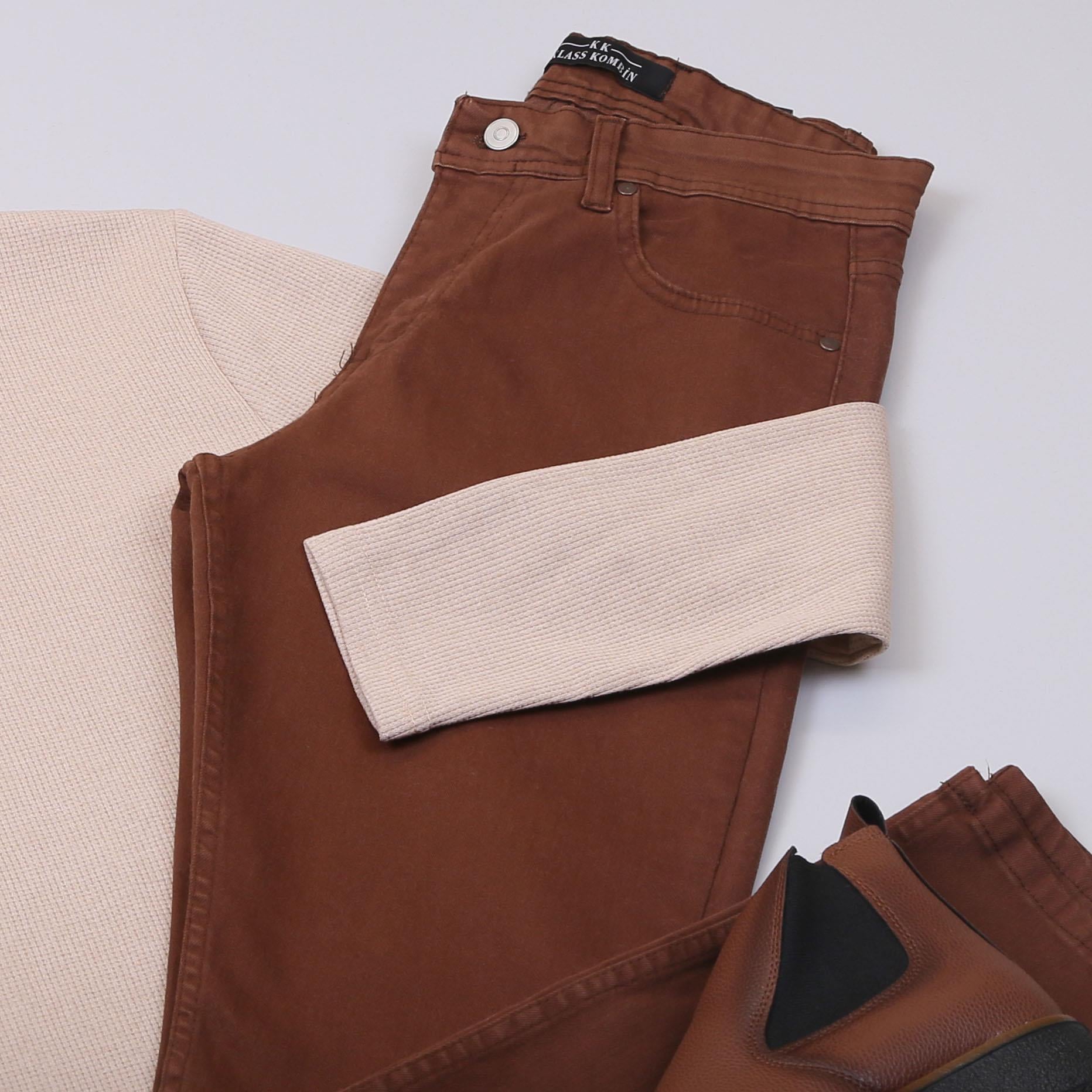 Bej Kazak Pantolon Bot Kombin