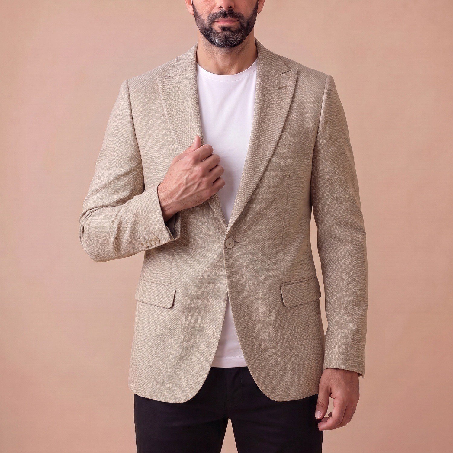 Bej Kırçıllı Blazer Ceket Erkek