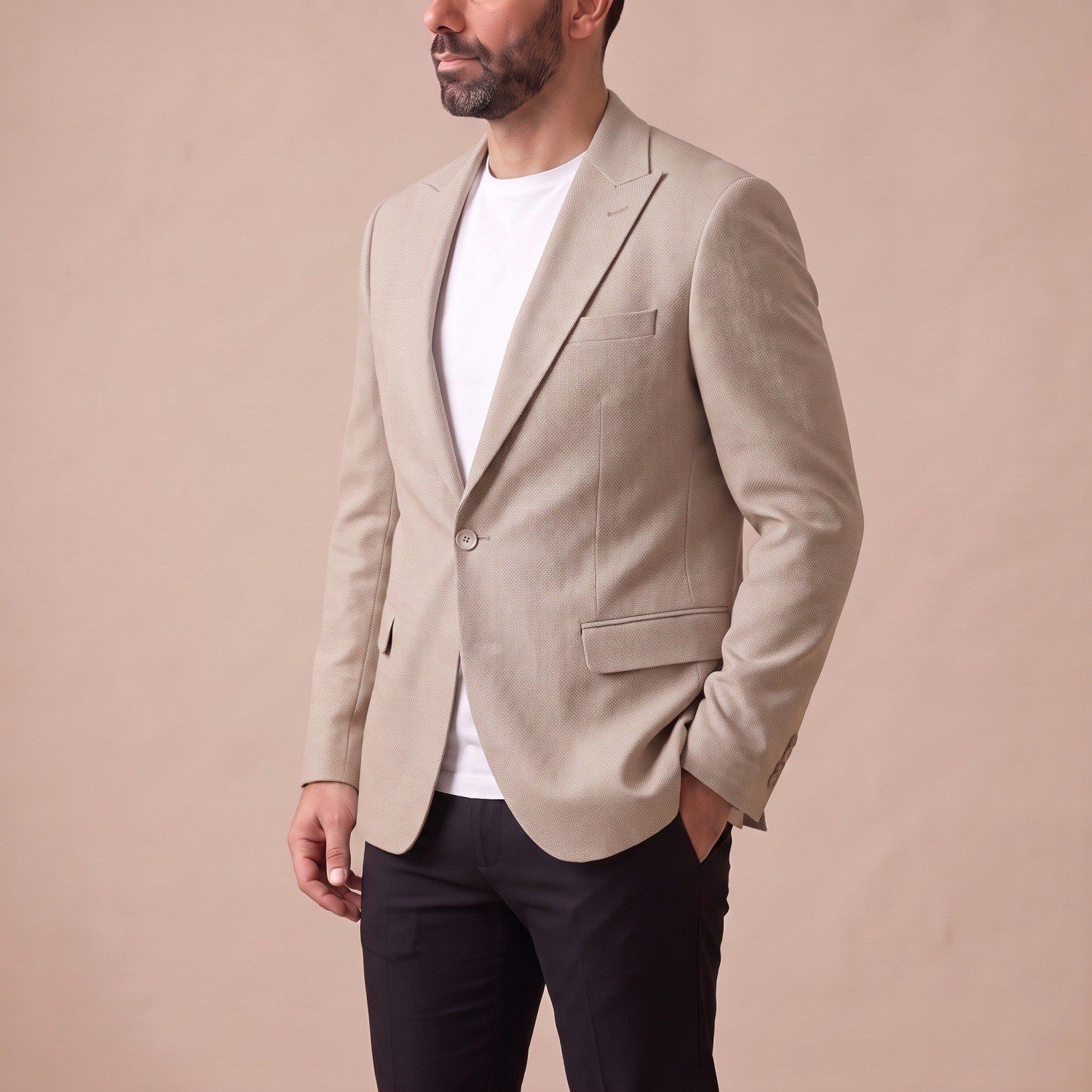 Bej Kırçıllı Blazer Ceket Erkek