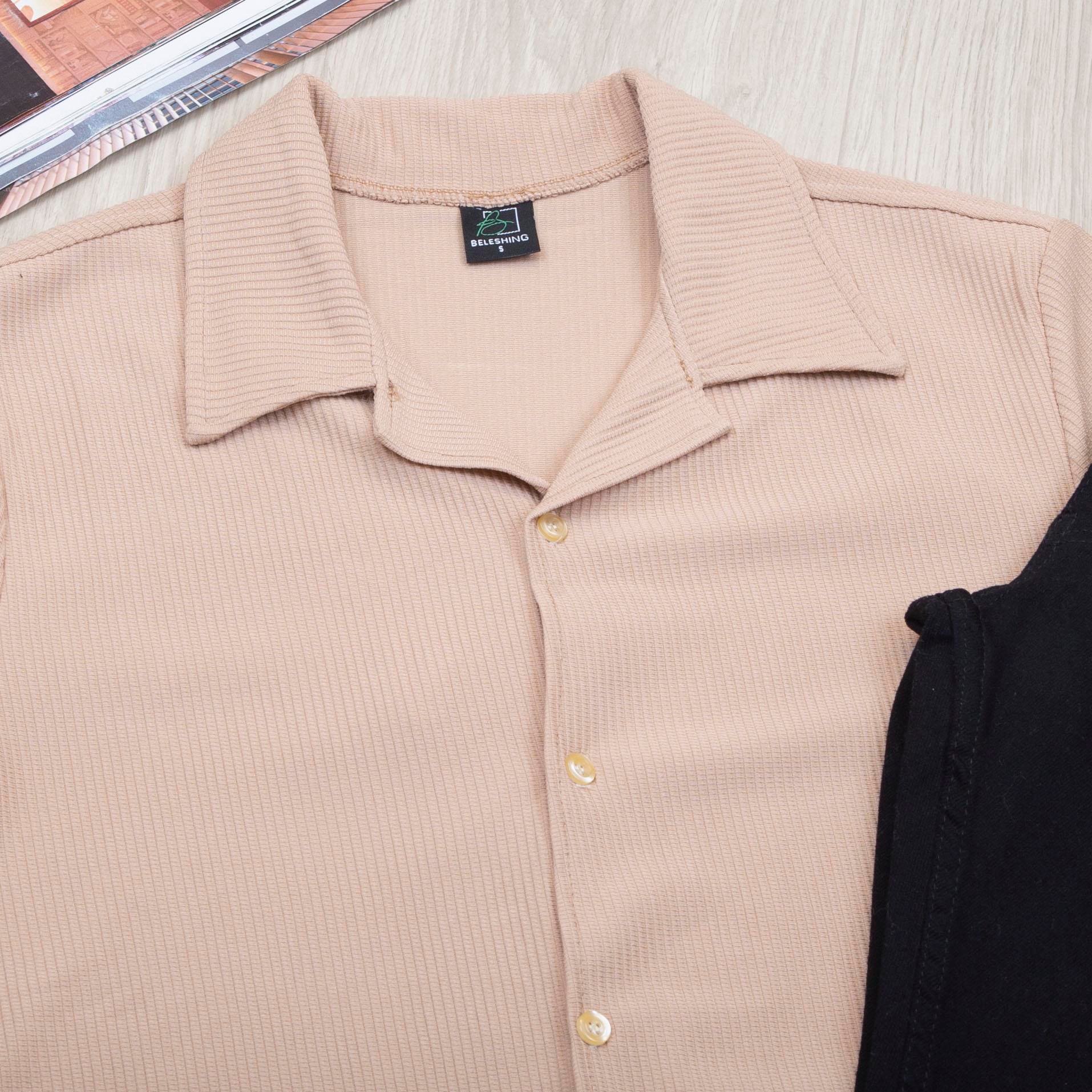 Bej Kısa Kol Gömlek Pantolon Ayakkabı Kombin