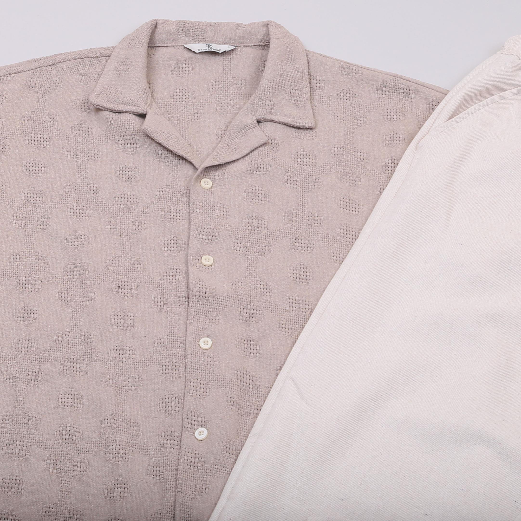 Bej Kısa Kol Gömlek Pantolon Ayakkabı Kombin