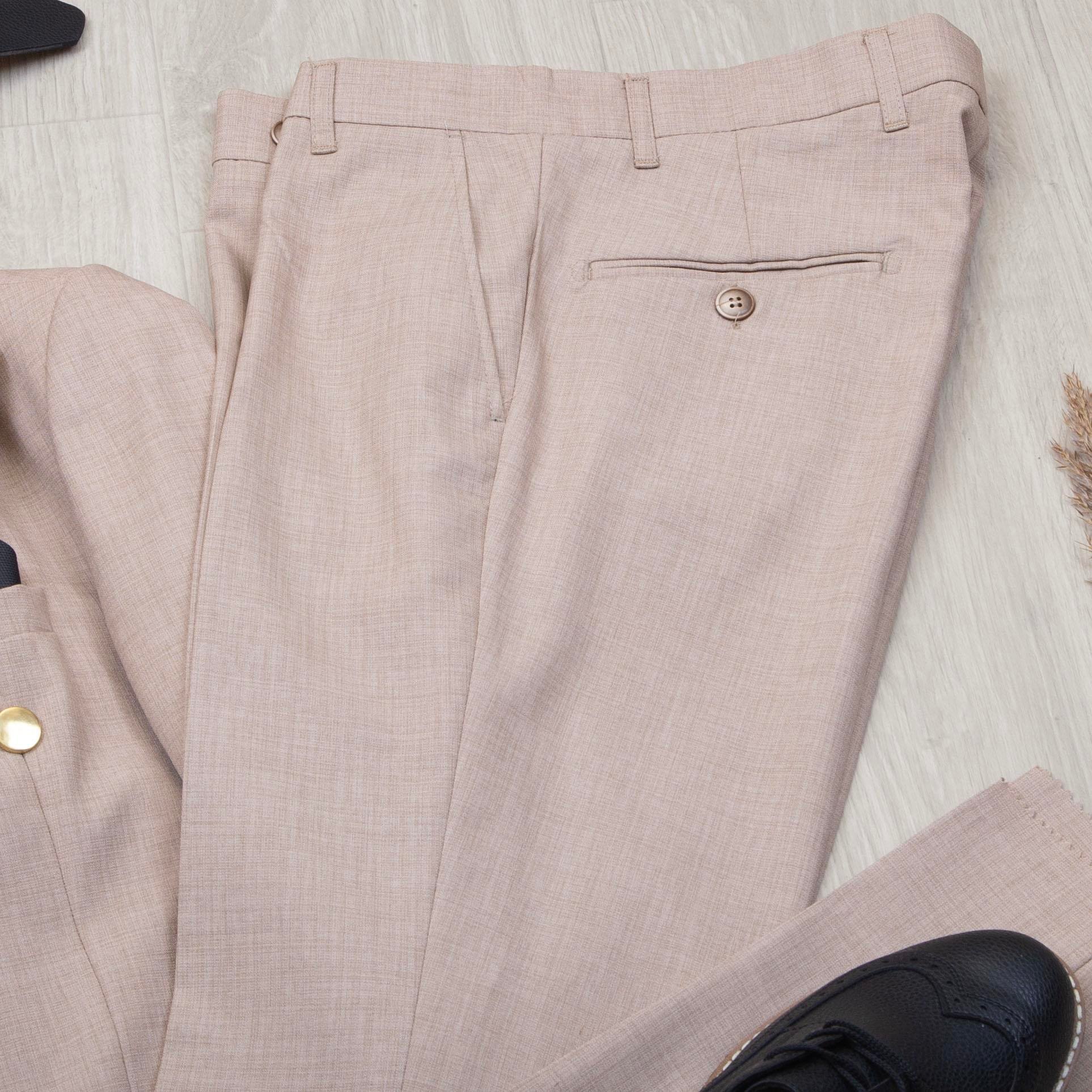 Bej Kruvaze Takım Elbise Kombini