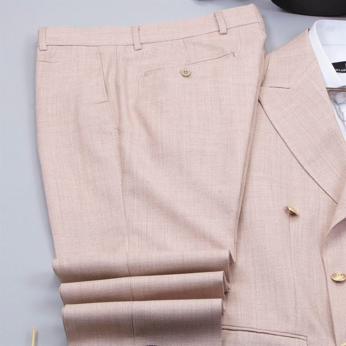 Bej Kruvaze Takım Elbise Kombini