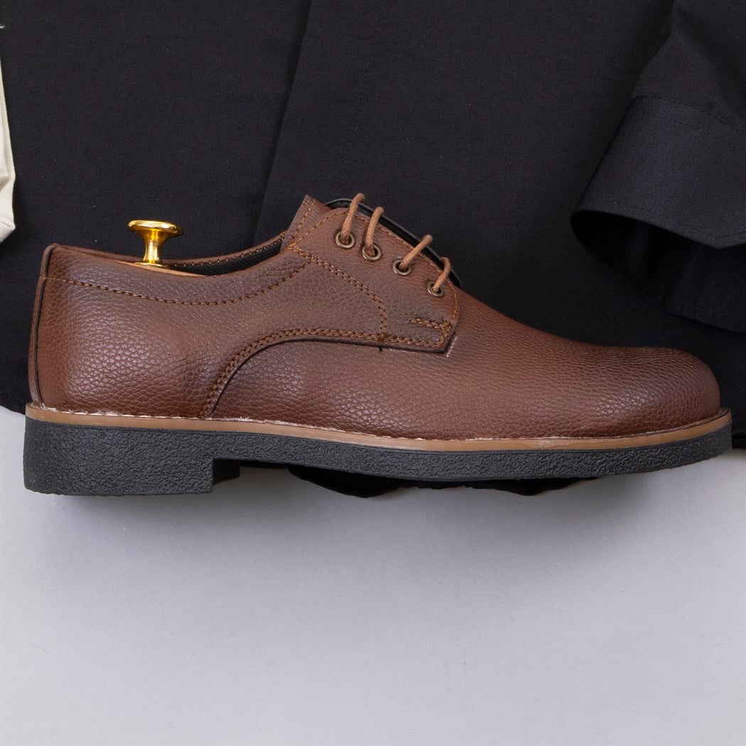 Bej Kumaş Pantolon Gömlek Ayakkabı Kombin