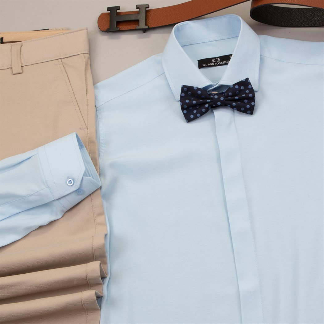 Bej Pantolon Gömlek Papyon Ayakkabı Kombin