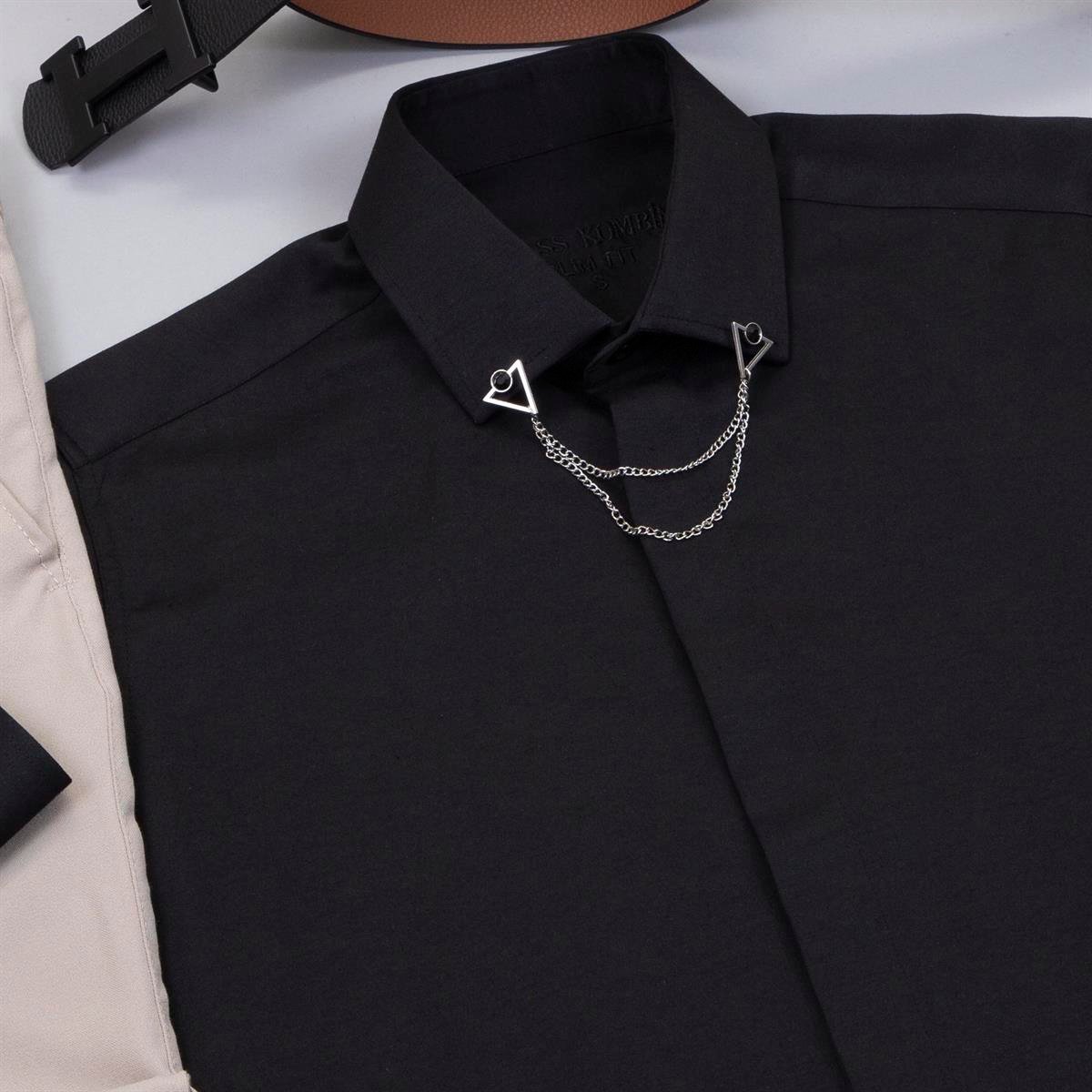 Bej Pantolon Siyah Gömlek Ayakkabı Kombin