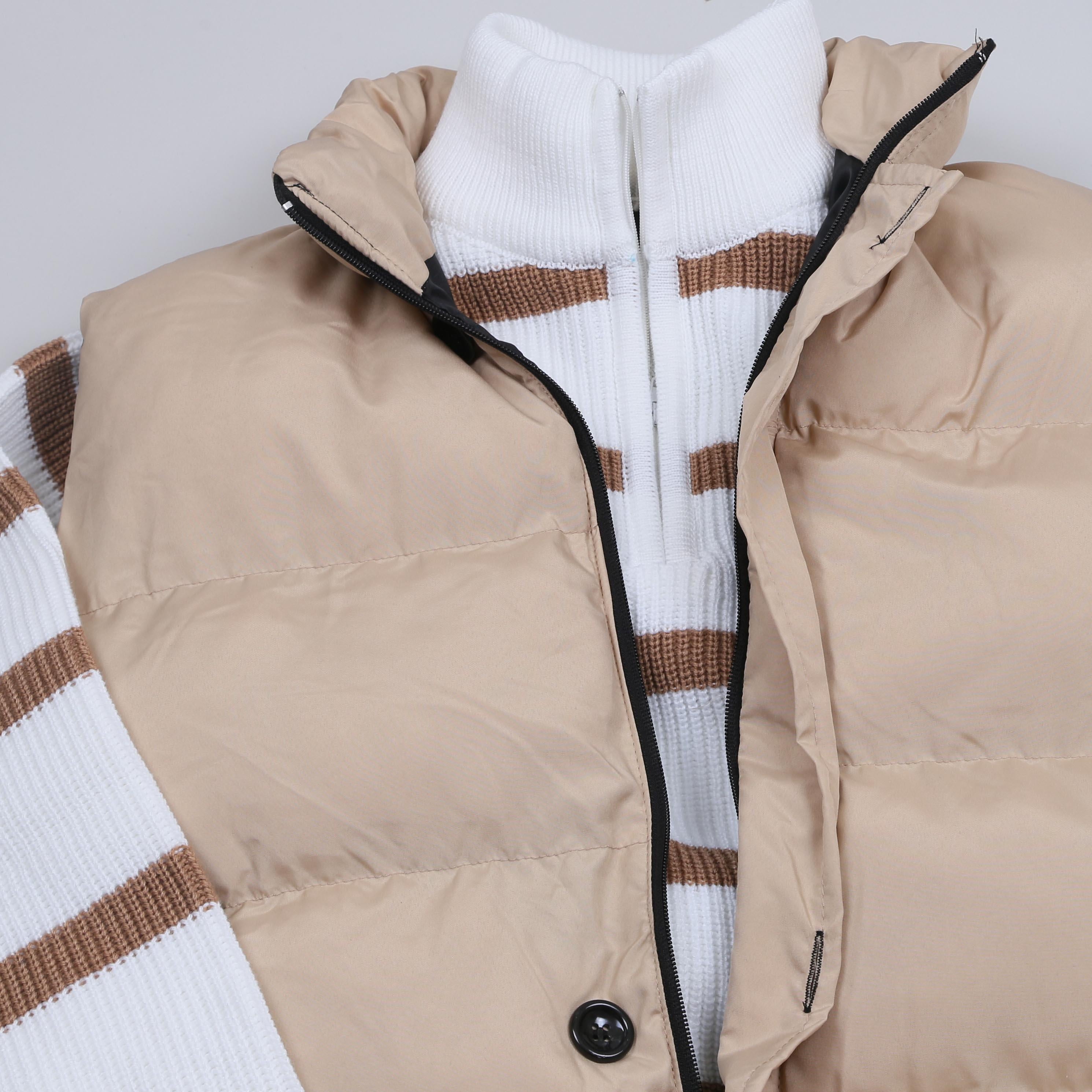 Bej Şişme Yelek Kazak Pantolon Ayakkabı Kombin