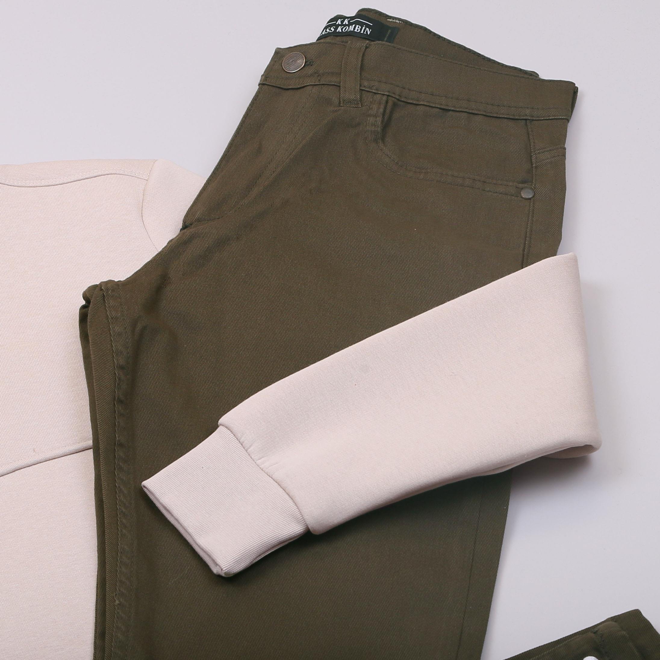 Bej Sweat Pantolon Ayakkabı Kombin