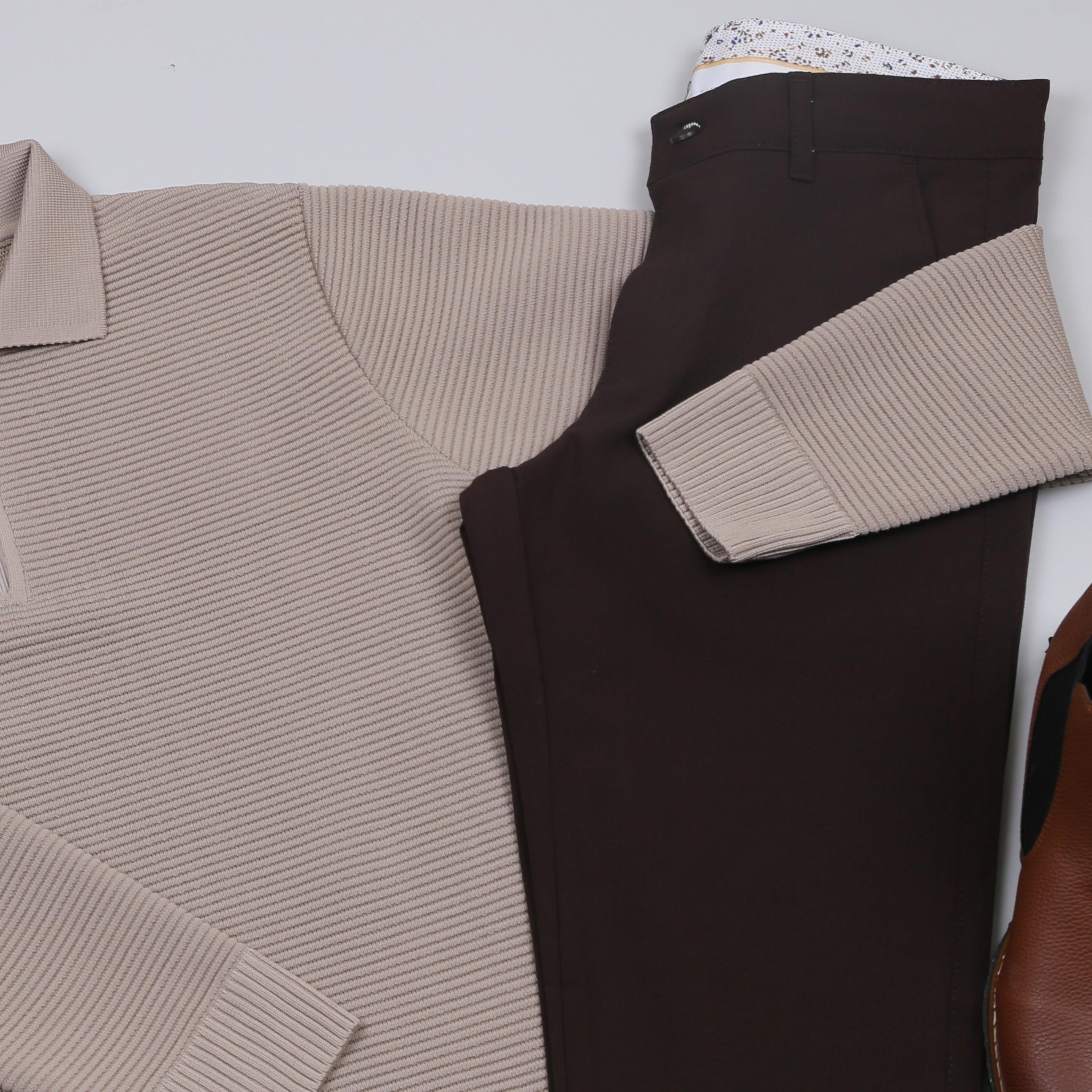 Bej triko Kazak Kahve  kumaş Pantolon