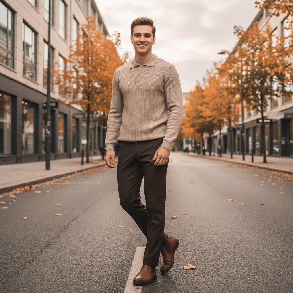 Bej triko Kazak Kahve  kumaş Pantolon