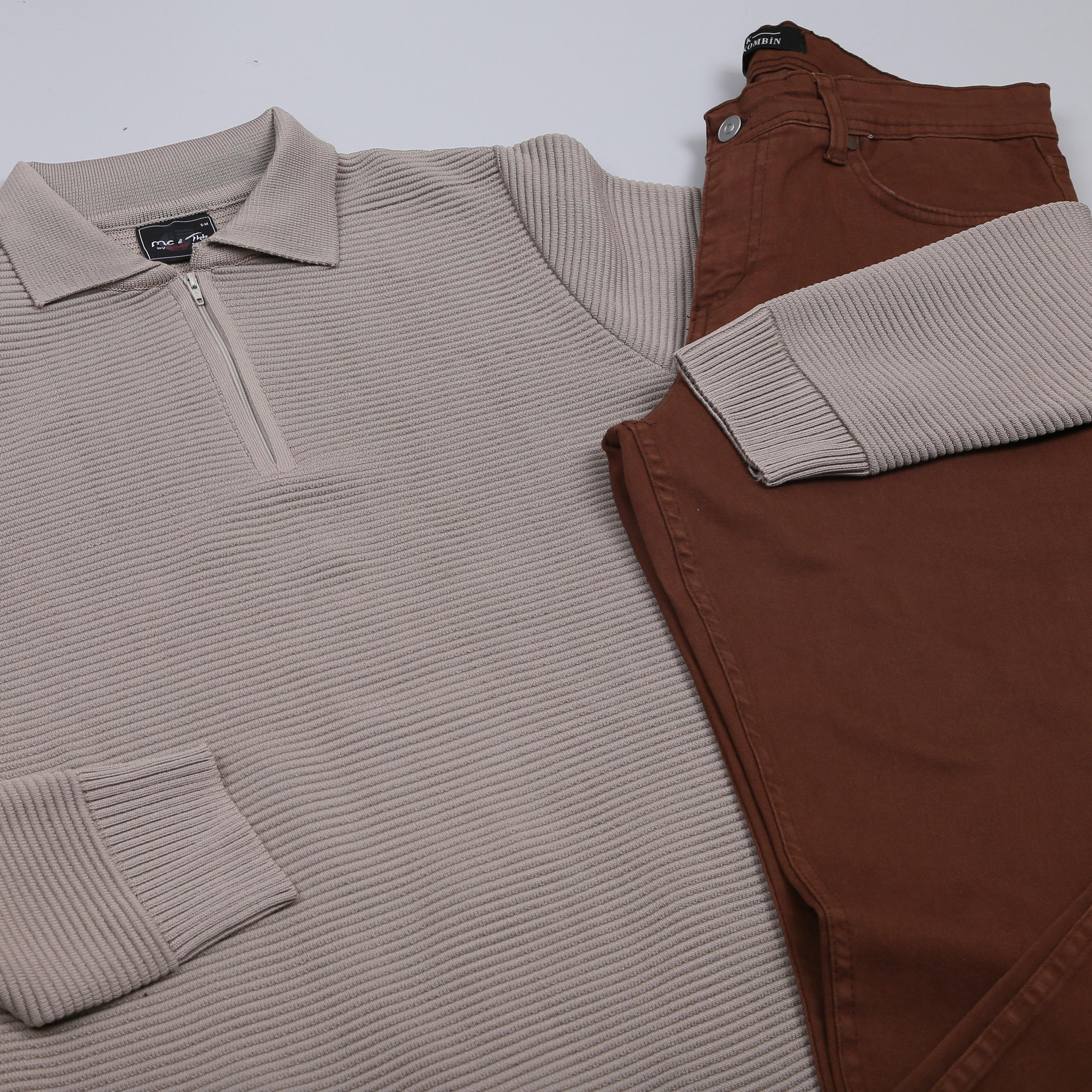 bej triko polo yaka kombini