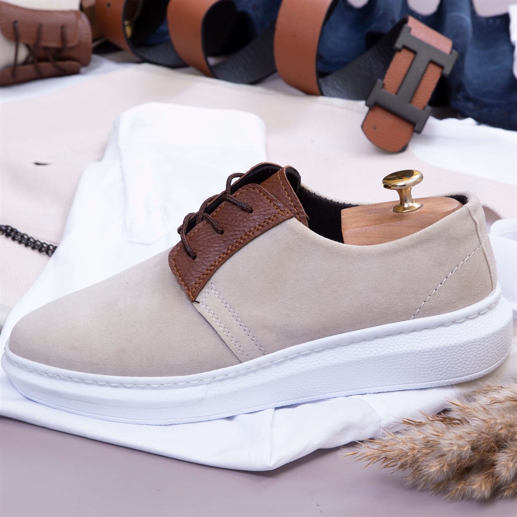 Bej Yelek Gömlek Pantolon Ayakkabı Kombin