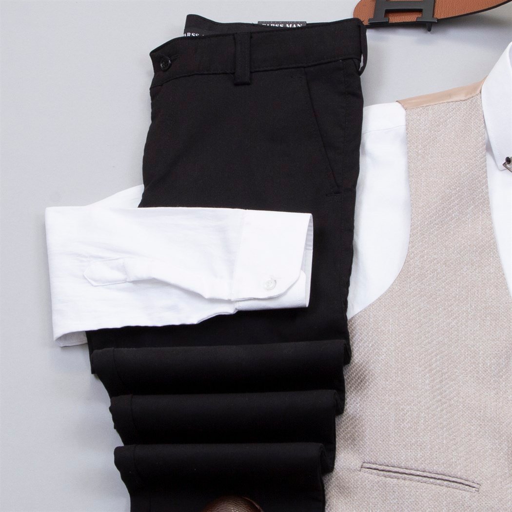 Bej Yelek Gömlek Pantolon Ayakkabı Kombin