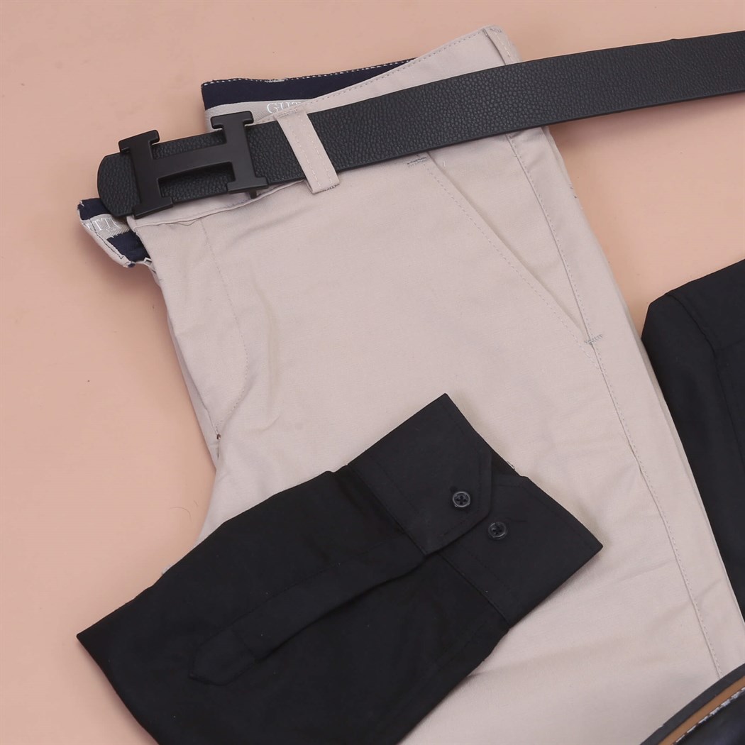 Bej Yelek Siyah Gömlek Kumaş Pantolon Klasik Ayakkabı Koımbini 