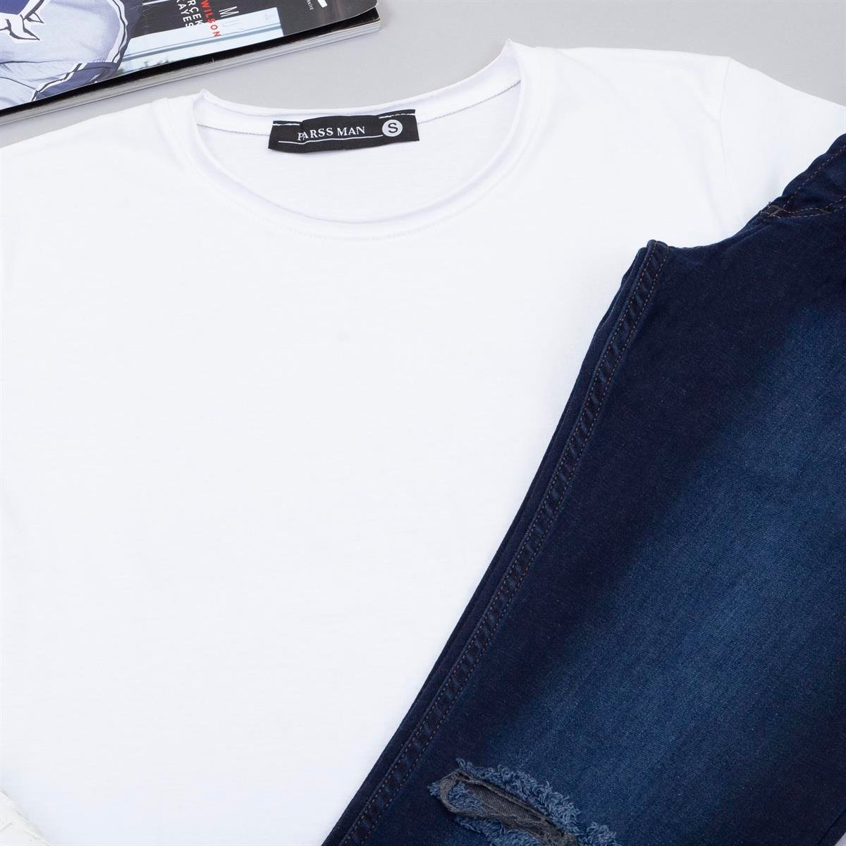 Beyaz Basic Tişört Pantolon Ayakkabı Kombin