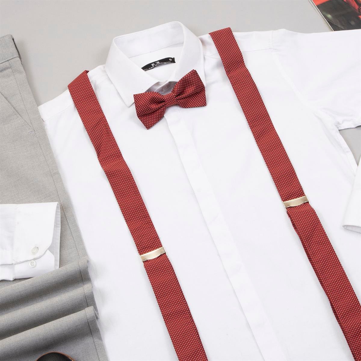 Beyaz Gömlek Açık Gri Pantolon Papyon Askı Ayakkabı Kombin