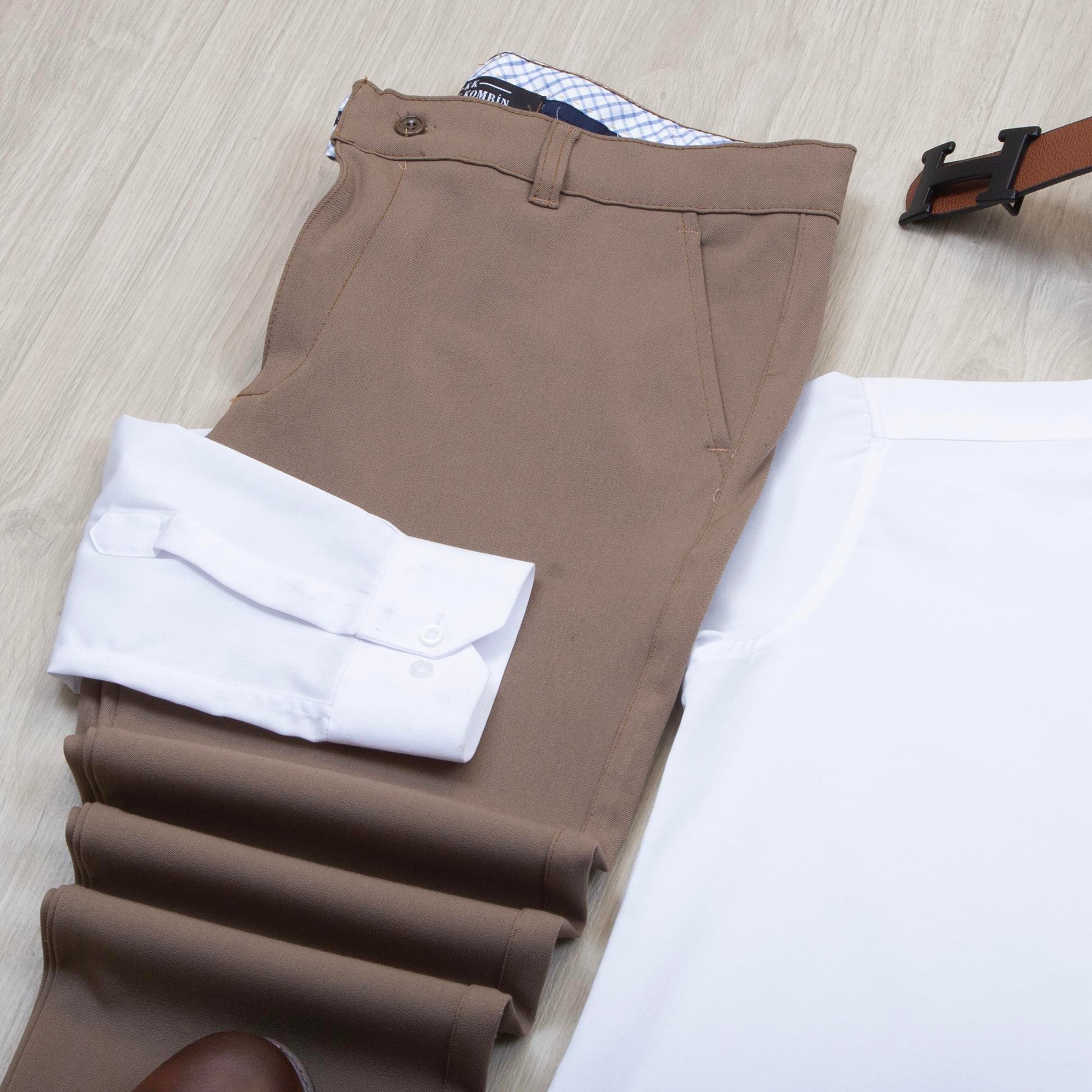 Beyaz Gömlek Kahve Pantolon Ayakkabı Kombin