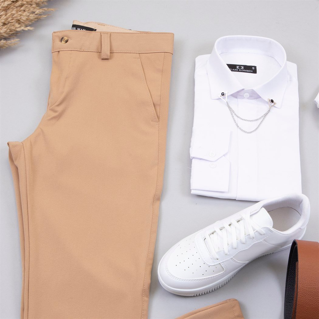 Beyaz Gömlek  Kumaş Pantolon Ayakkabı Kombin