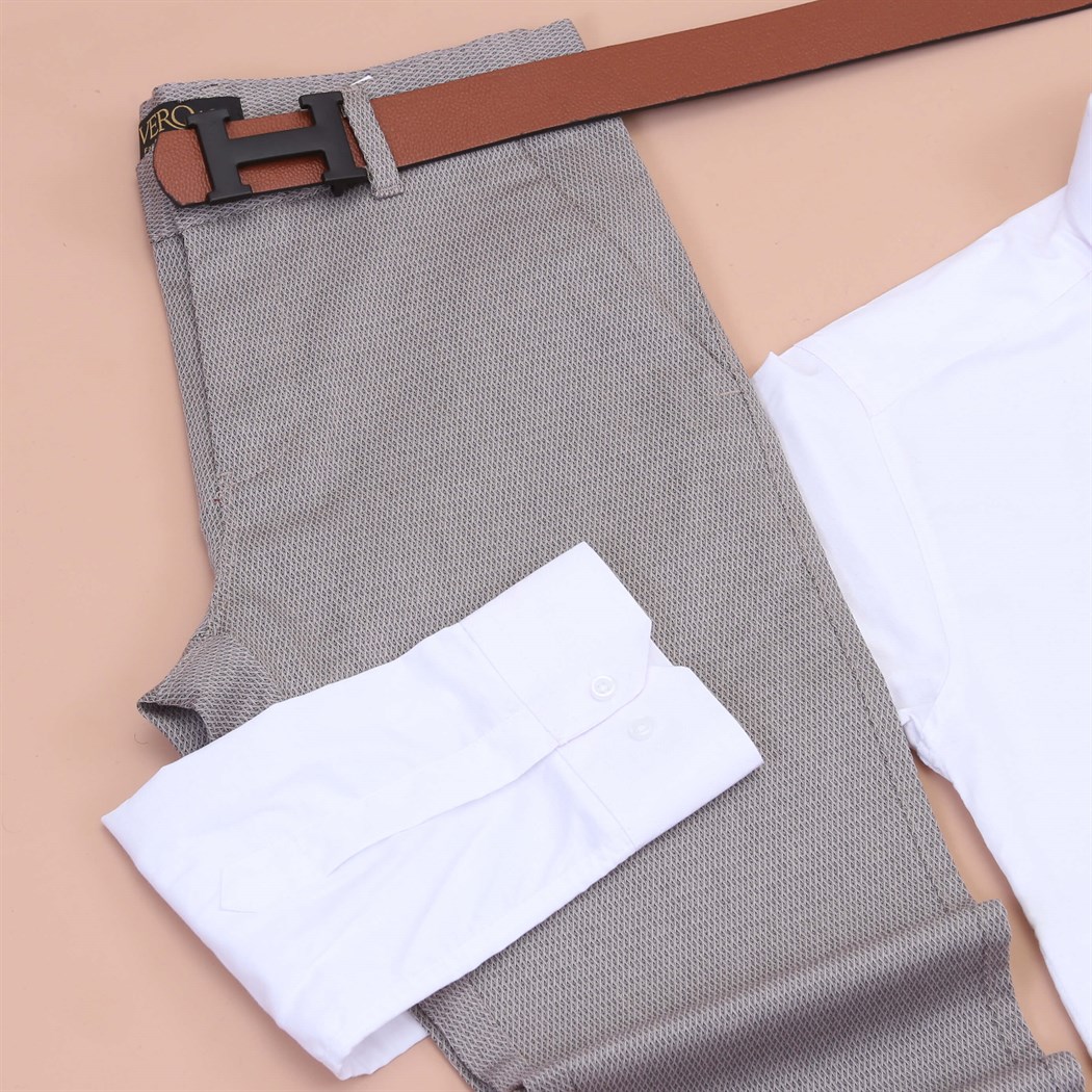 Beyaz Gömlek Kumaş Pantolon Klasik Ayakkabı Koımbini 