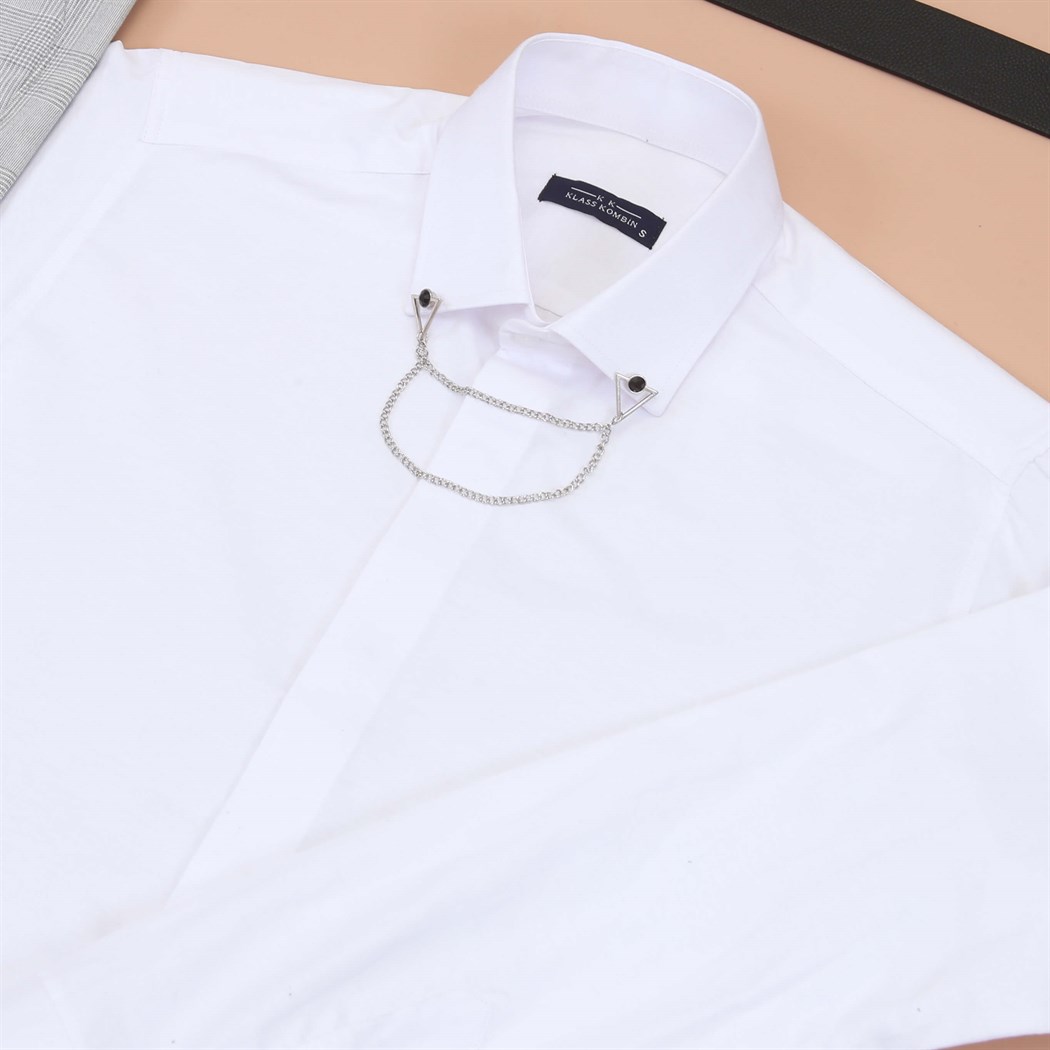 Beyaz Gömlek Kumaş Pantolon Klasik Ayakkabı Koımbini 