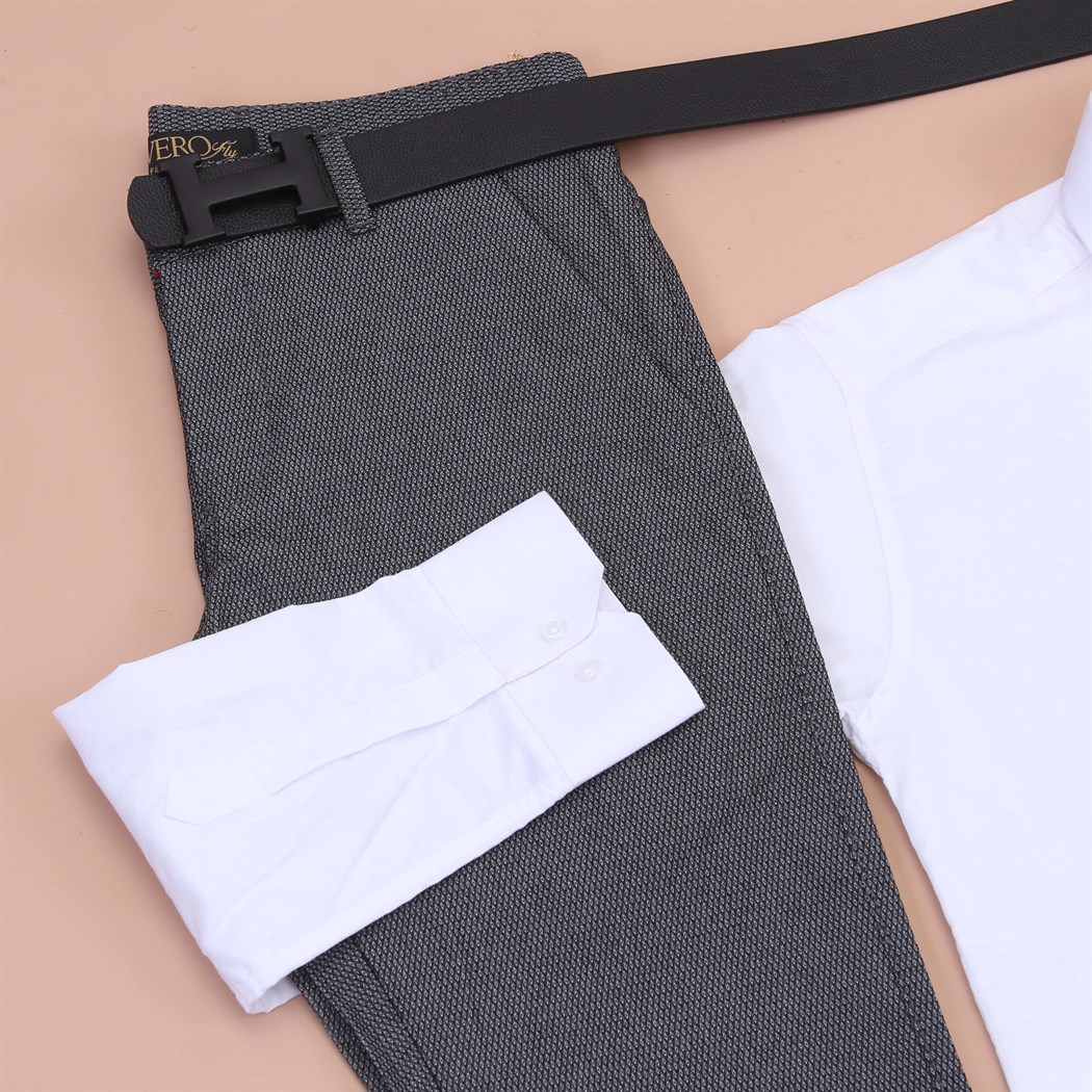 Beyaz Gömlek Kumaş Pantolon Klasik Ayakkabı Koımbini 